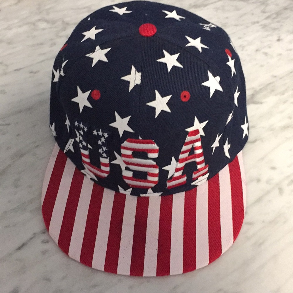 Flat bill snap back USA hat